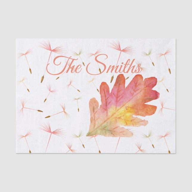 Papel De Seda Delicar Dandelions e Folha de outono (Frente )