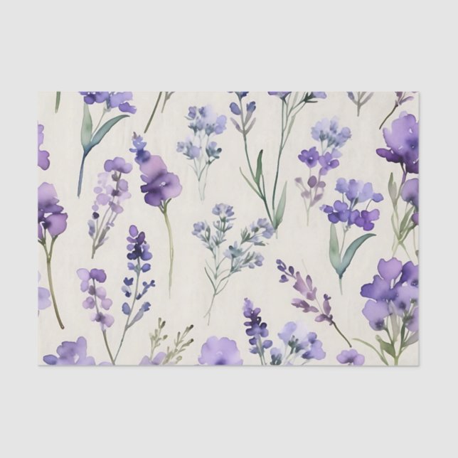 Papel De Seda Delicar Lavanda Dream Watercolor Floral (Frente )