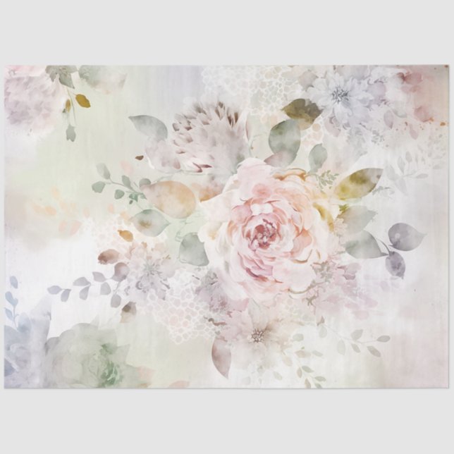 Papel De Seda Delicate Pastel Floral Peonies (Frente )