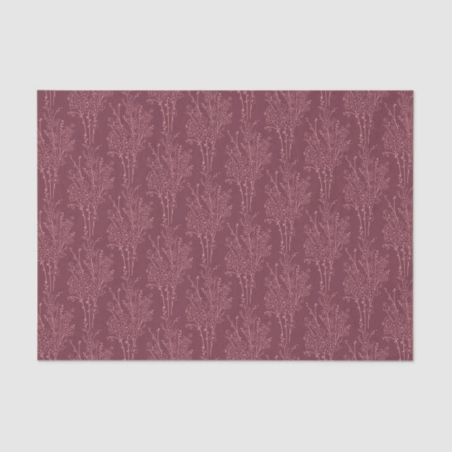 Papel De Seda Delicate Tossed Floral Silhouette | Deep Burgundy (Frente )