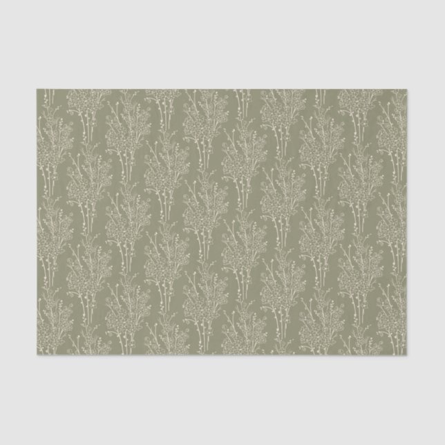 Papel De Seda Delicate Tossed Floral Silhouette | Muted Khaki (Frente )
