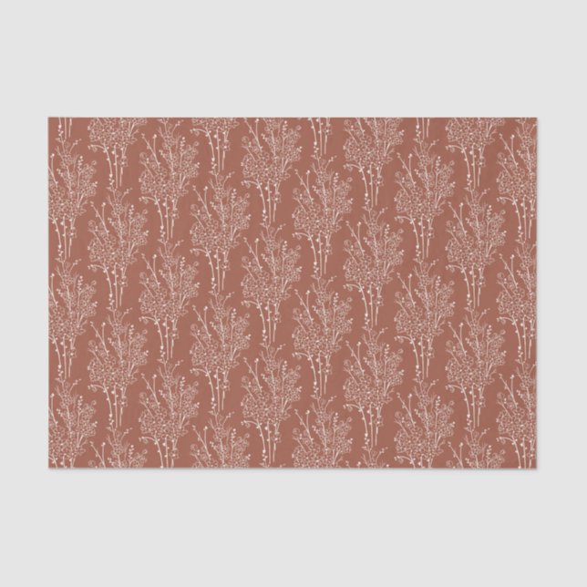 Papel De Seda Delicate Tossed Floral Silhouette | Rusty Sienna (Frente )