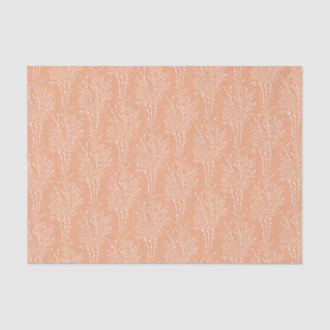 Papel De Seda Delicate Tossed Floral Silhouette | Soft Apricot  (Frente )
