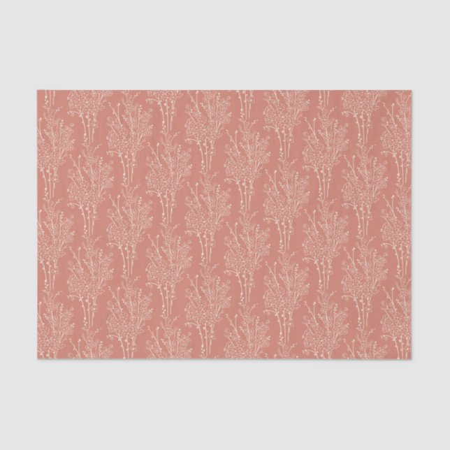 Papel De Seda Delicate Tossed Floral Silhouette | Terracotta (Frente )