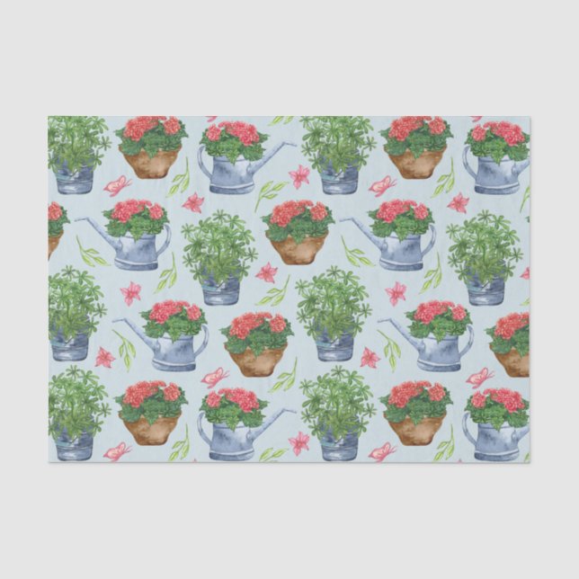 Papel De Seda Delícia de jardim - Potes de flores e água (Frente )