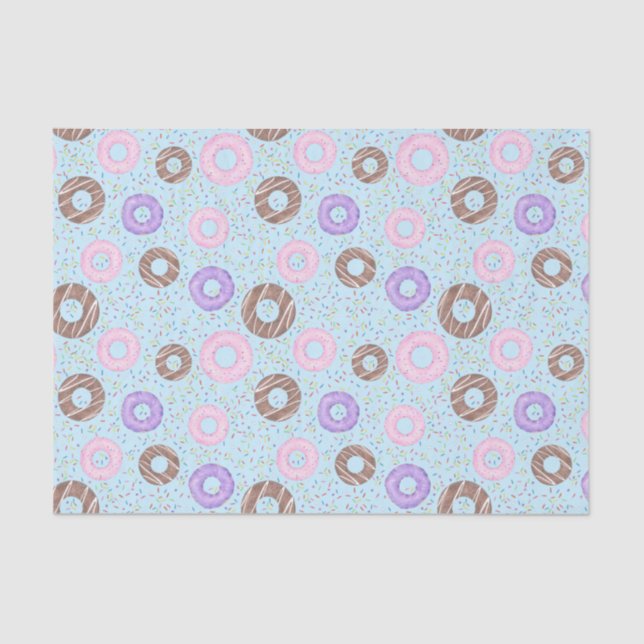 Papel De Seda Delicious Donuts Tissue Paper on Blue (Frente )