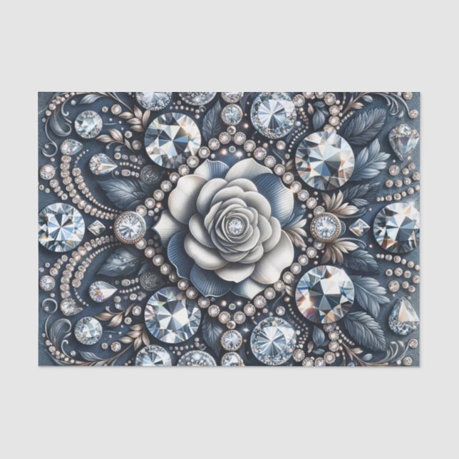 Papel De Seda Denim & Diamond Glam Bling Jóias Rosa (Frente )