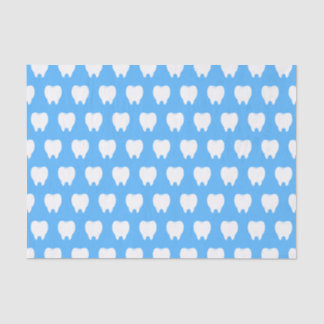 Papel De Seda Dente Branco Simples com Padrão Azul Claro – Limpo