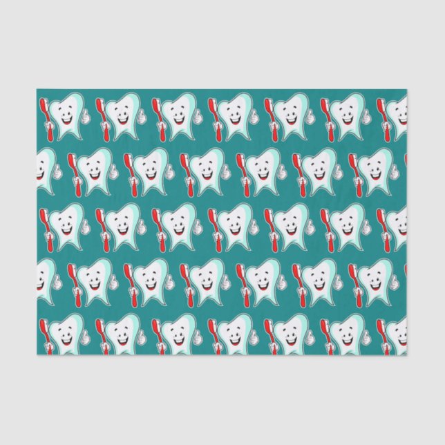 Papel De Seda Dente Feliz de Dental com Padrão de escova de dent (Frente )