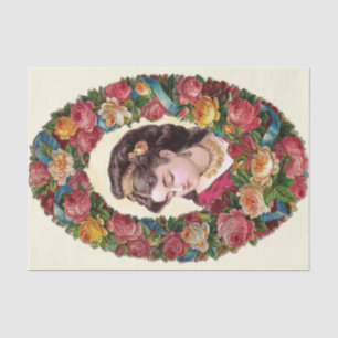 Papel De Seda Dentro Multicolor Rosa Wreath, vitoriana