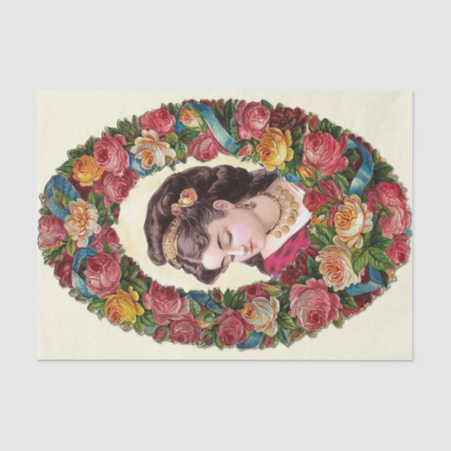 Papel De Seda Dentro Multicolor Rosa Wreath, vitoriana (Frente )