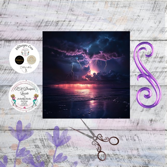 Papel De Seda Deocupage Ocean Storm LIghtening Sunset Scene (Criador carregado)