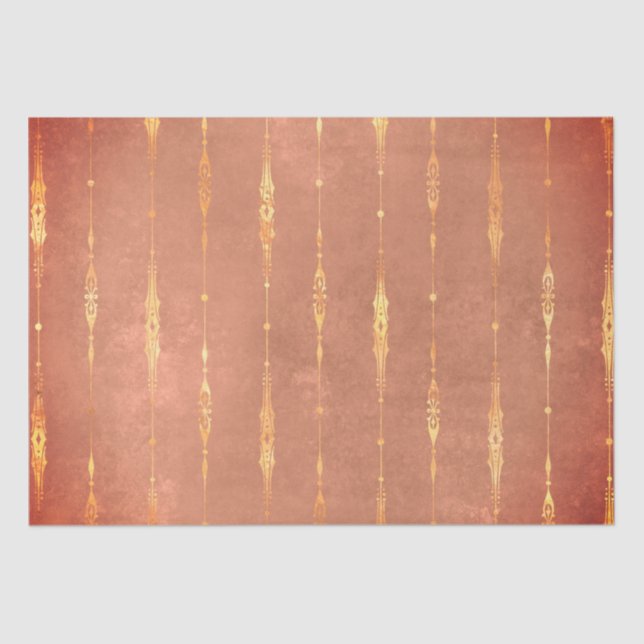 Papel De Seda Derramamento em laranja dourado listrado (Frente )