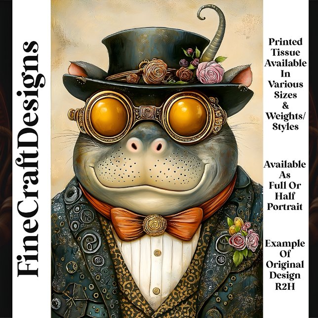 Papel De Seda Desacoplamento Antropomórfico Steampunk Hippo R2H (Criador carregado)