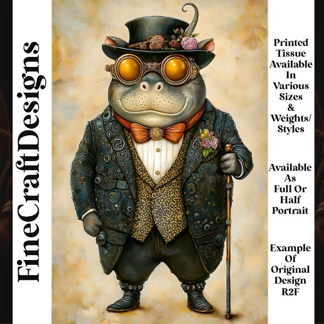 Papel De Seda Desacoplamento Antropomorfo Steampunk Hippo R2F (Criador carregado)