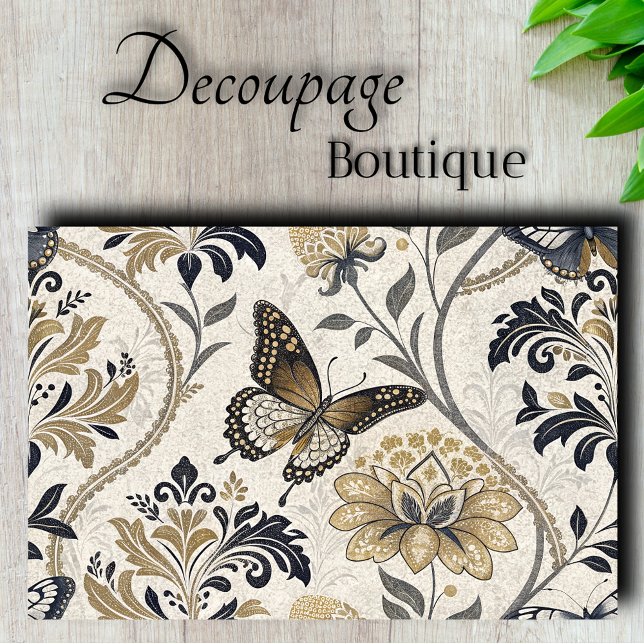 Papel De Seda Desacoplamento da borboleta do Damask Elegante (Elegant Damask Butterfly Decoupage Tissue Paper)