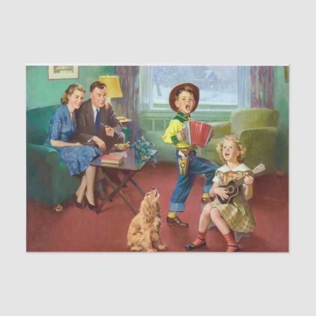 Papel De Seda desacoplamento da família do retro fofo (Frente )