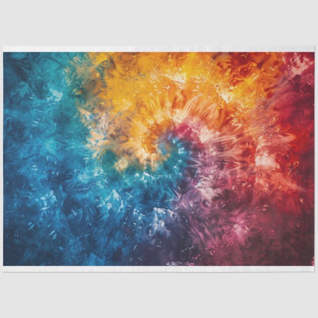 Papel De Seda Desacoplamento de espiral do Rainbow Tie-Dye (Frente )