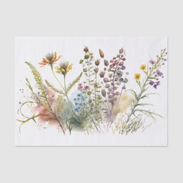 Papel De Seda desacoplamento de flores selvagens da vintage (Frente )