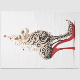 Papel De Seda Desacoplamento de Gato Interligado em Vermelho Alt