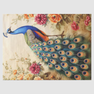 Papel De Seda Desacoplamento de Peacock Floral