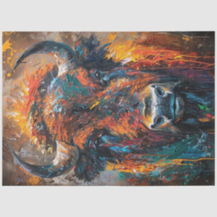 Papel De Seda Desacoplamento de pintura de óleo de bisonte vibra