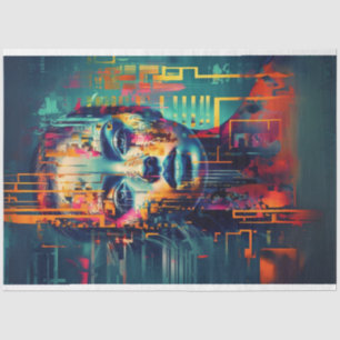 Papel De Seda Desacoplamento de Senhora do Retrato Abstrato Chaó