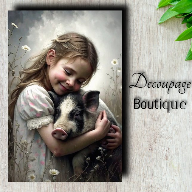 Papel De Seda Desacoplamento do Hug de Piglet (Piglet Hug Decoupage Tissue Paper)