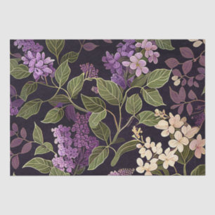 Papel De Seda Desacoplamento do padrão floral preto roxo da flor