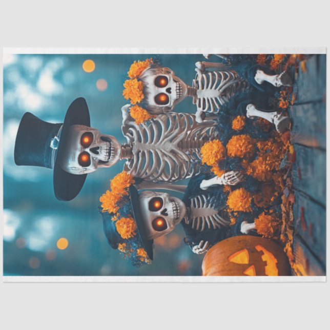 Papel De Seda Desacoplamento Família de Esqueleto dos Marigolds (Frente )