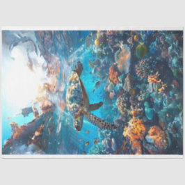 Papel De Seda Desacoplamento Nº 2 de Tartaruga Marítima Vibrante