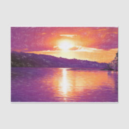 Papel De Seda Desacoplamento Roxo da Praia Costeira Sunset Orang