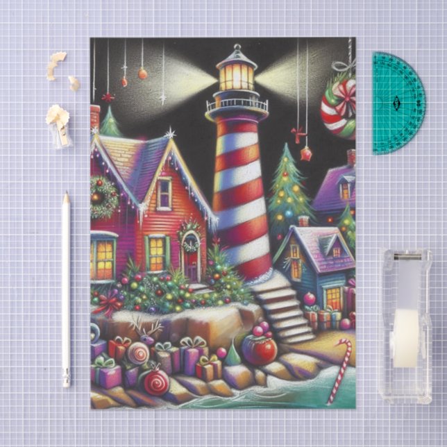 Papel De Seda Desacoplamento Roxo do Farol de Natal Whimsical (Arte )
