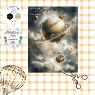 Papel De Seda Desacoplar Balão de Saturno de Fundo Celestial