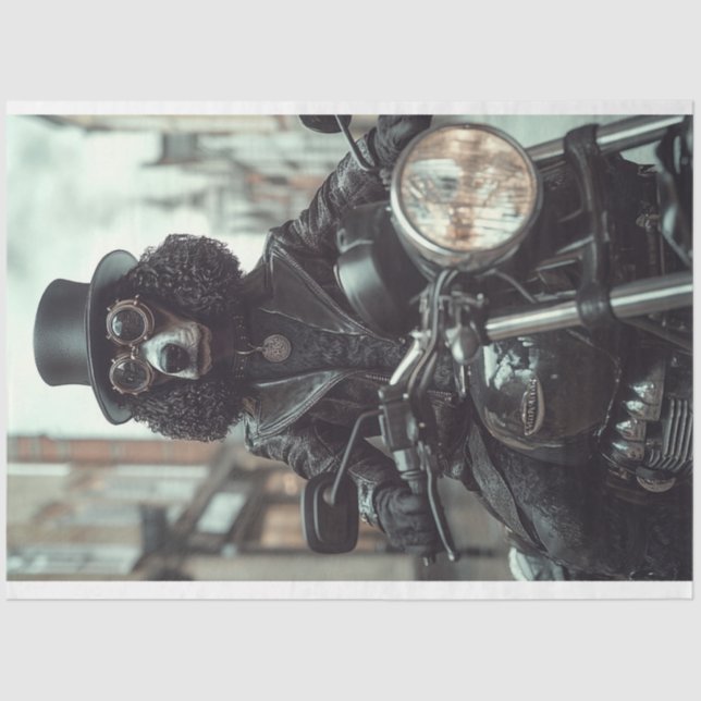 Papel De Seda Desacoplar Biker de Poodle Preto-Preto-Vedante (Frente )