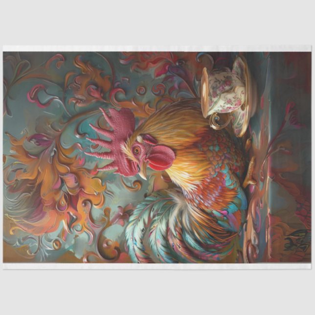 Papel De Seda Desacoplar café com frango de Ornamentado Whimsica (Frente )