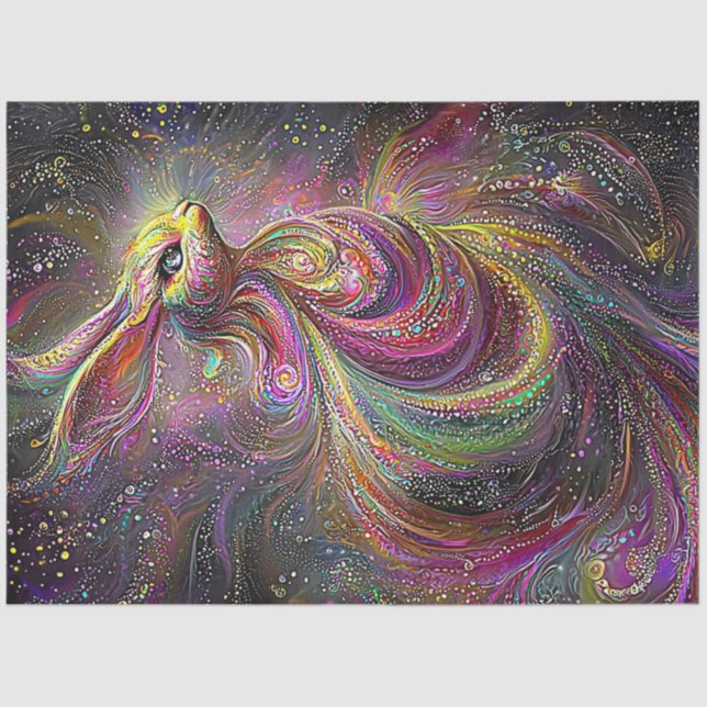 Papel De Seda Desacoplar coelho de Páscoa branca psicodélico (Frente )