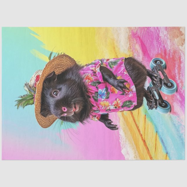 Papel De Seda Desacoplar Cores Tropicais Pretos de Rastreio Ouro (Frente )