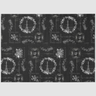 Papel De Seda Desacoplar Ephemera Negra Torre Eiffel Vintage