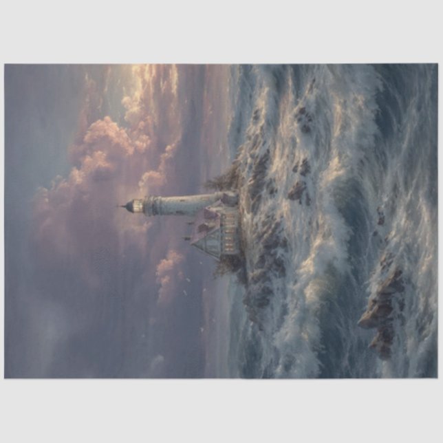 Papel De Seda Desacoplar Lighthouse Stormy Seas (Frente )