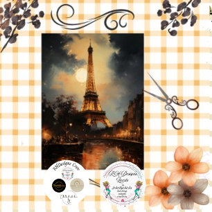 Papel De Seda Desacoplar o Eiffel Tower Paris Noturno
