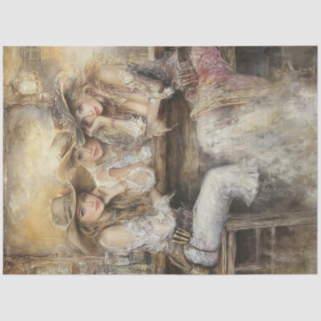 Papel De Seda Desagrupar Mulheres Nostálgicas Salão Ocidental (Frente )