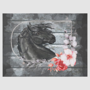 Papel De Seda Desanexação de Cavalo Frísia Preto