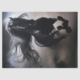 Papel De Seda Desanexação de Cavalo Frísia Preto