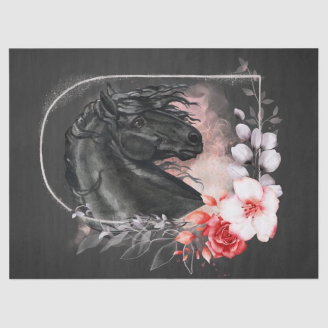 Papel De Seda Desanexação de Cavalo Frísia Preto (Frente )