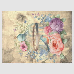 Papel De Seda Desanexação de Fundo do Pergaminho de Aves Florais