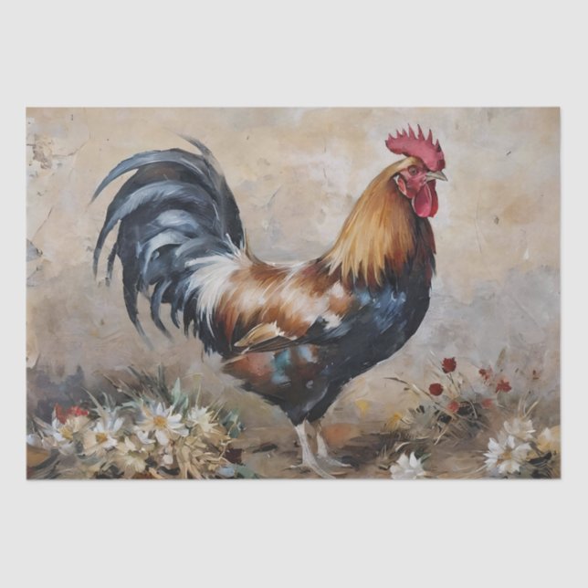 Papel De Seda Desanexação de Pintura de Óleo de Arte Rooster (Frente )