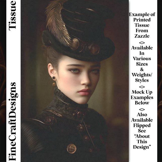 Papel De Seda Desanexação DN8R do Retrato Steampunk Preto e Dour (Criador carregado)