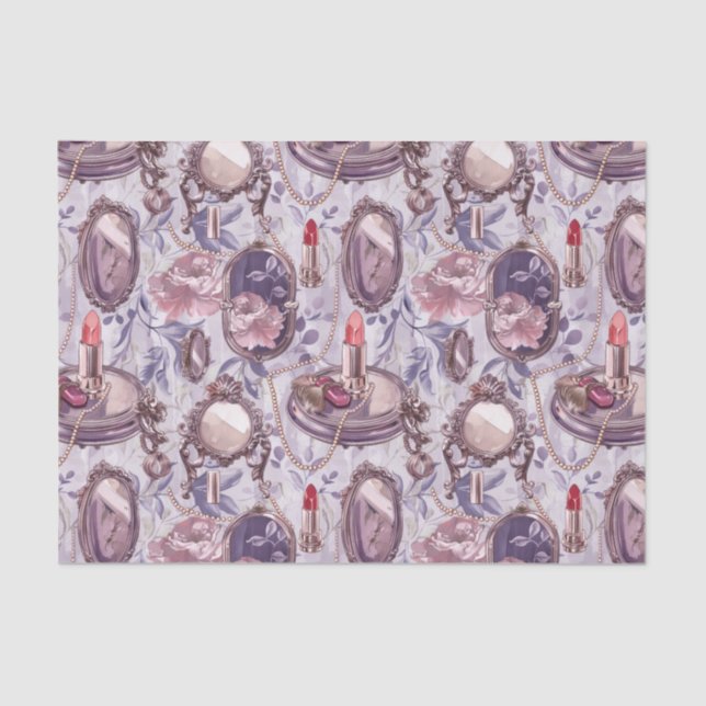 Papel De Seda Desanexação do Espelho do Vanity Compact Retro Mak (Frente )