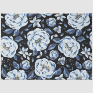 Papel De Seda Desanexação floral de pedônia azul marinho